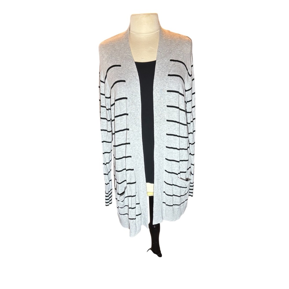 Express Light Gray Cardigan with Black Stripes Size XL